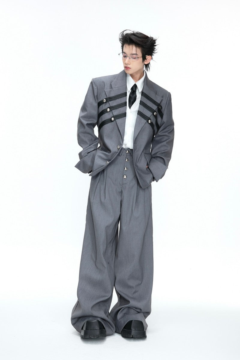 Braided Loose Suit Trousers