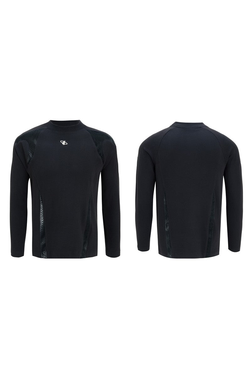 Ribbed Cotton Leather Patch Tee