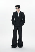Pleated Double Breasted Suit Jacket