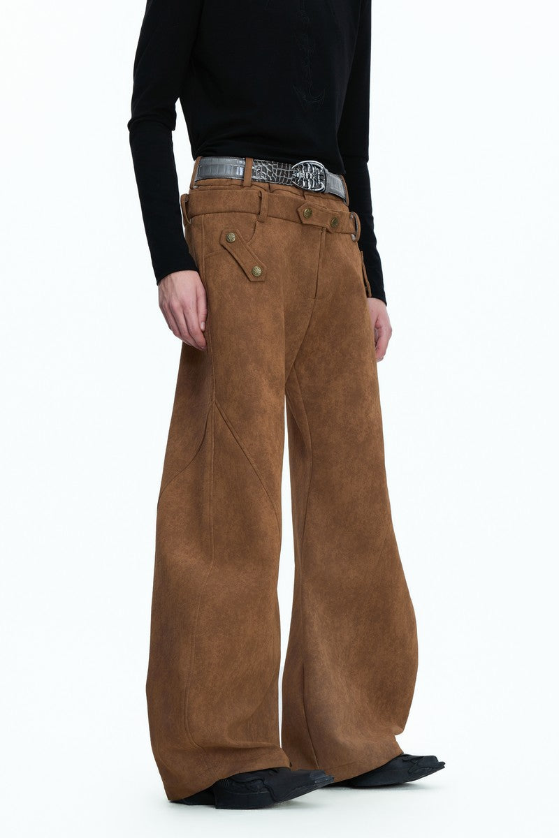 Vintage Suede Panel Blade Pants