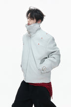 Snake Print Puffer Leather Jacket