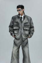 Vintage Cement Grey Denim Jacket