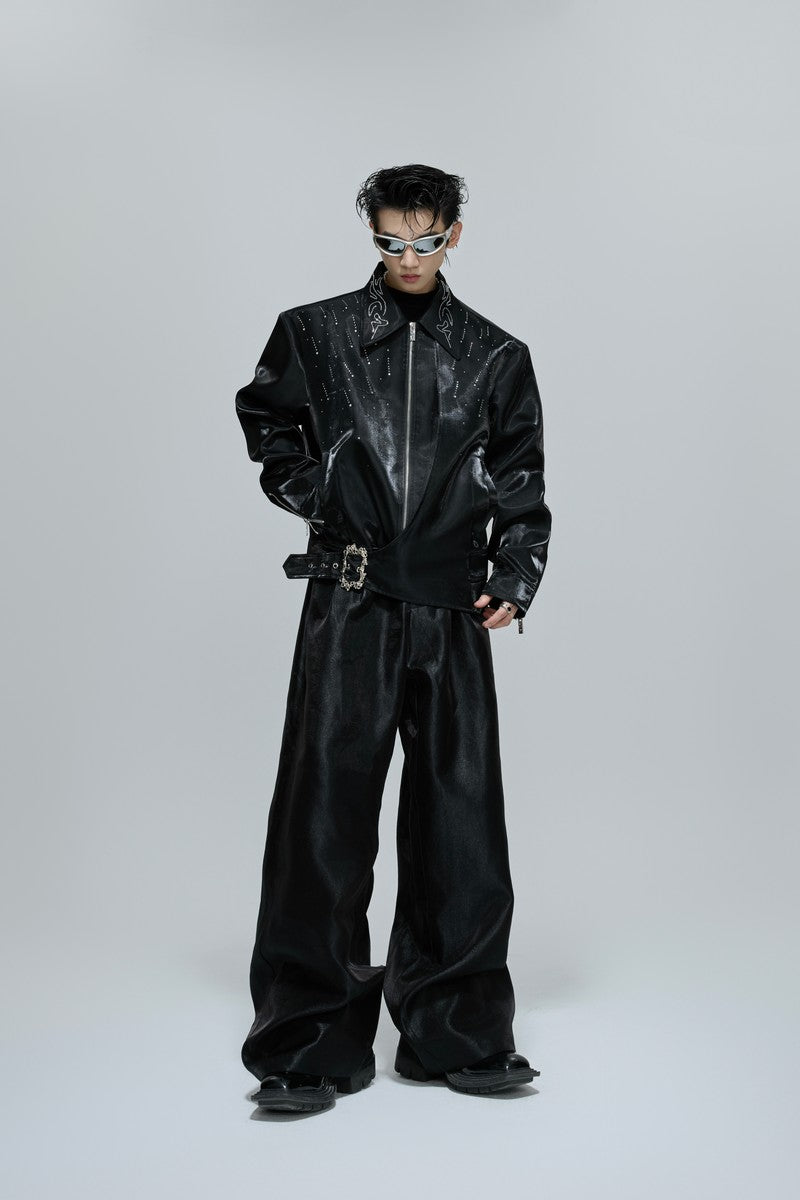 Glossy Layered Rhinestone Jacket