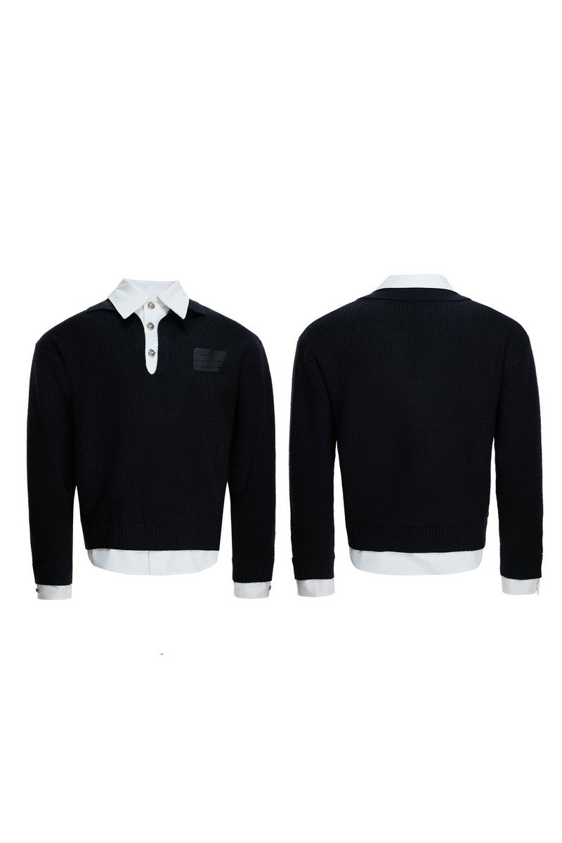 Layered Wool Knit Sweatshirt