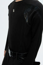 Ribbed Cotton Leather Patch Tee