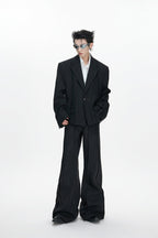 Pleated Double Breasted Suit Jacket