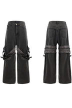 Belted Flared Distressed Jeans