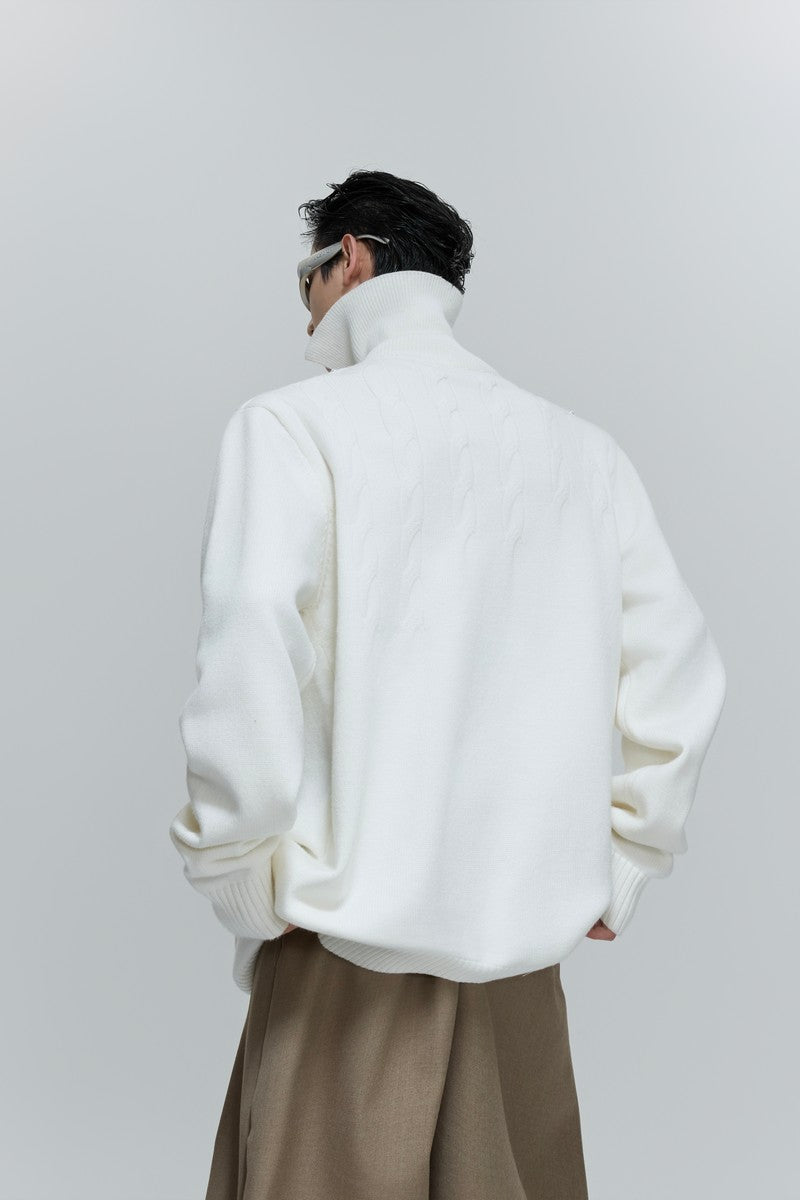 Pearl Embellished Cable Knit Sweater