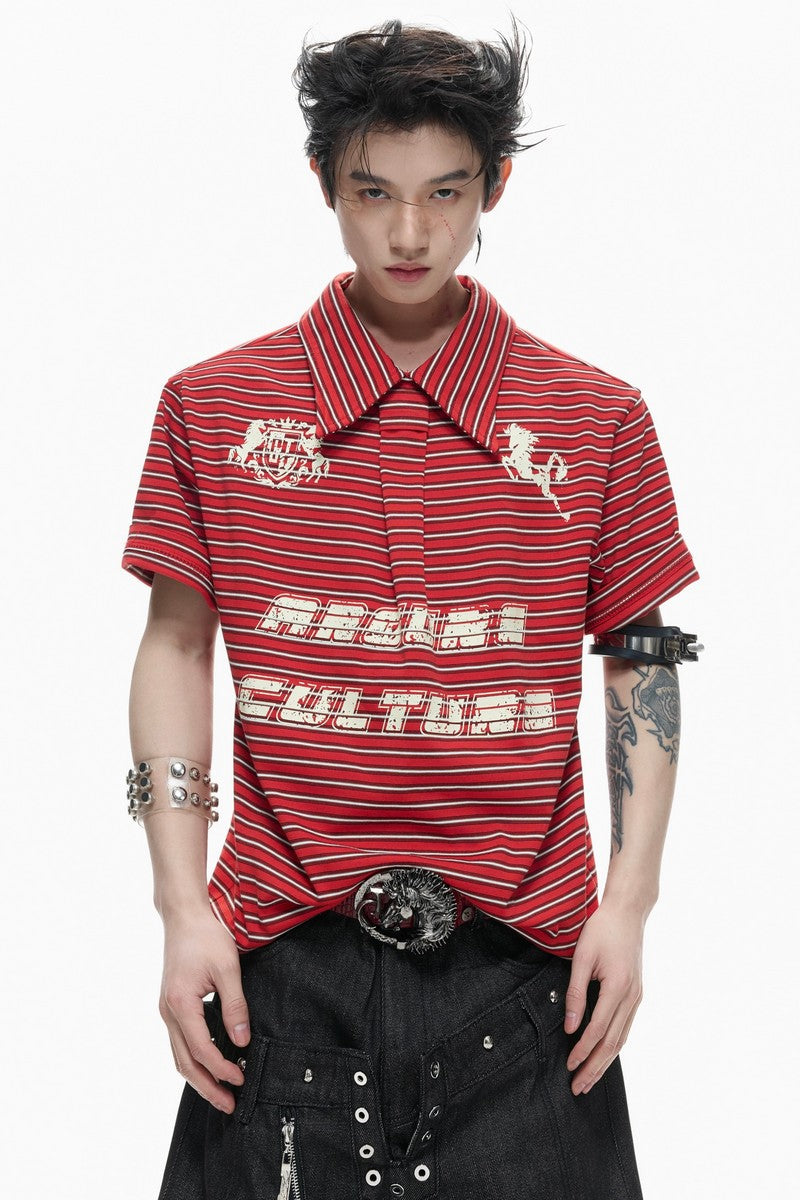Striped Badge Polo Shirt