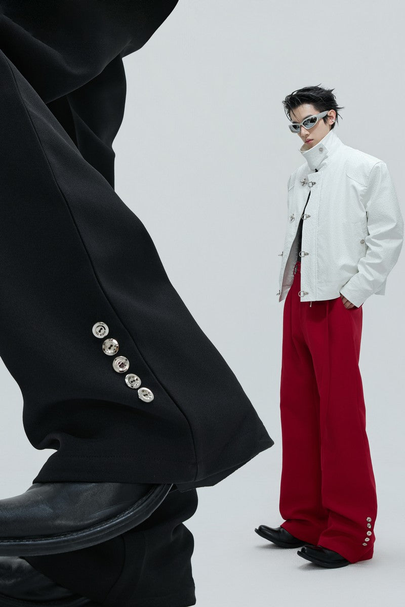 Flared Tailored Pants with Fur Belt