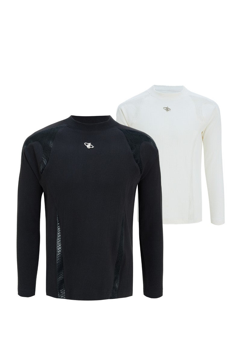 Ribbed Cotton Leather Patch Tee