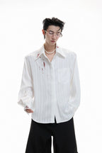 Striped Satin Lipstick Print Shirt
