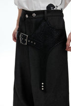 Croc Trim Straight Trousers