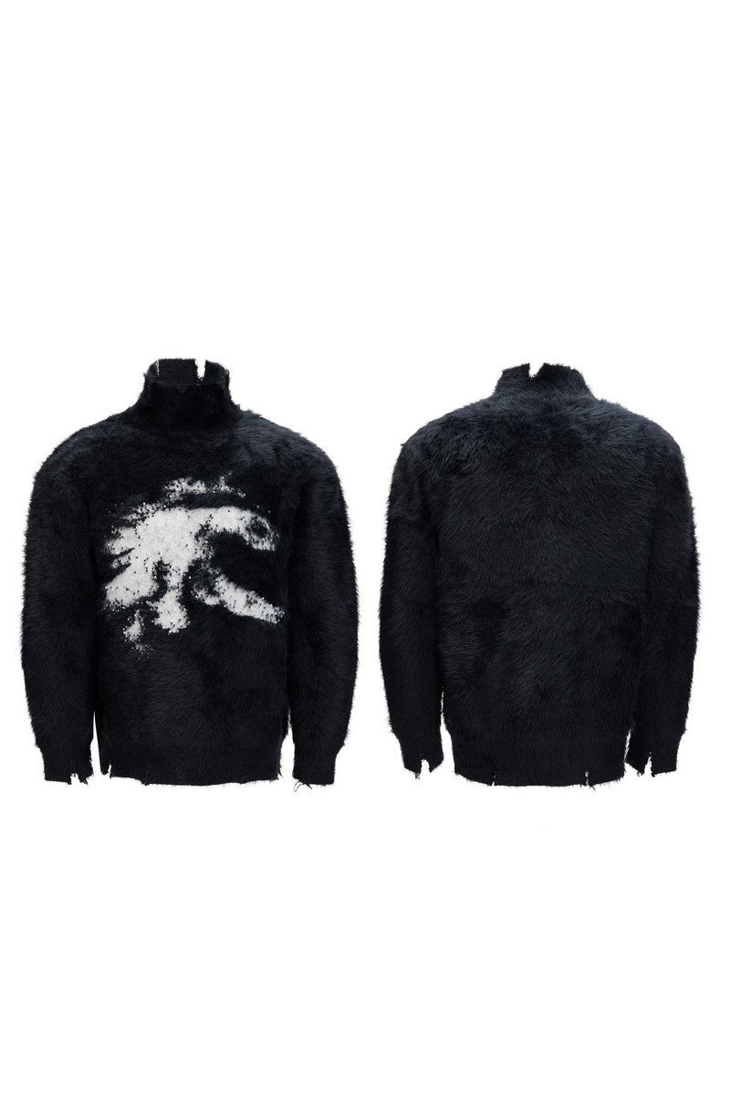 Faux Mink Mock Neck Knit Sweater