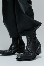 Embossed Spine Leather Chelsea Boots