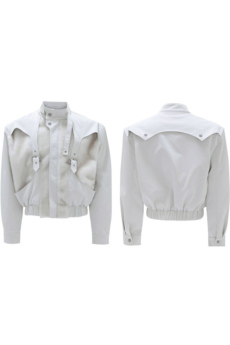 Crocodile Fleece Biker Jacket