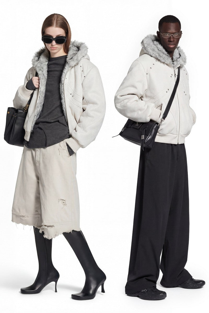 Thick Croc Pattern Fur Jacket