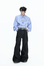 Striped Shoulder Pad Tie Shirt