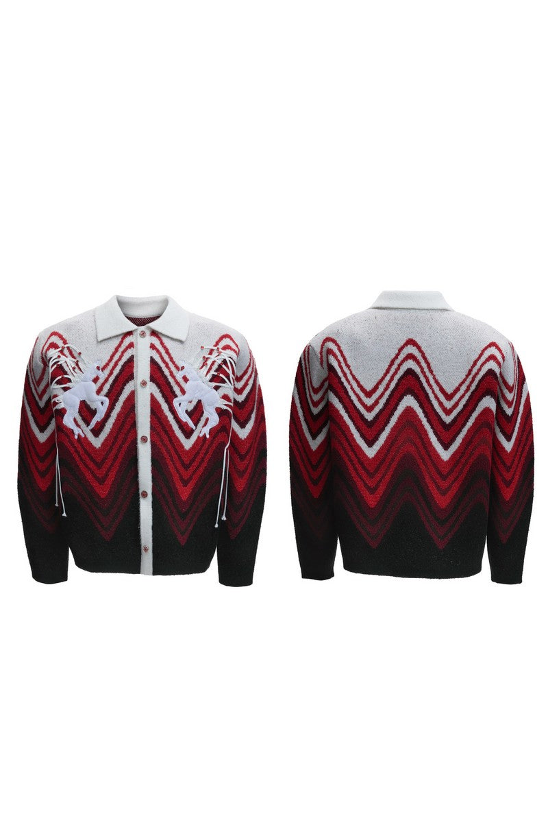 Gradient Knit Polo Cardigan