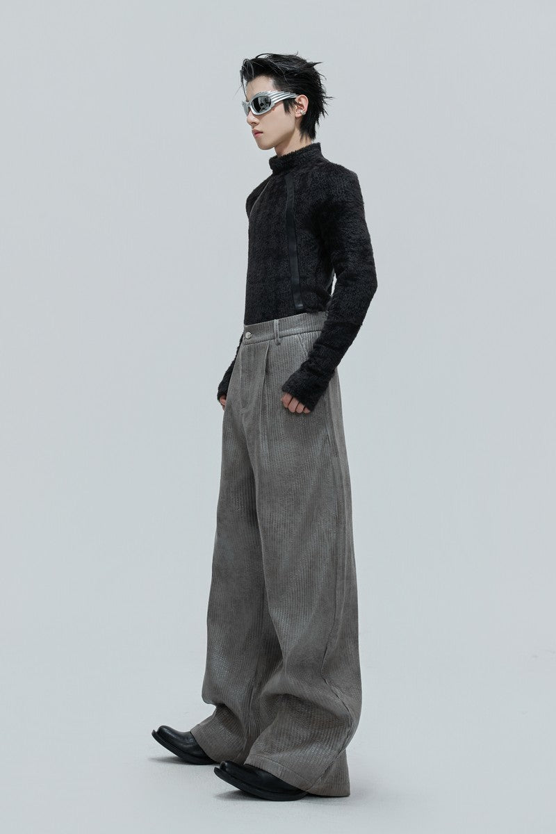 Waxed Biker Relaxed Leather Pants