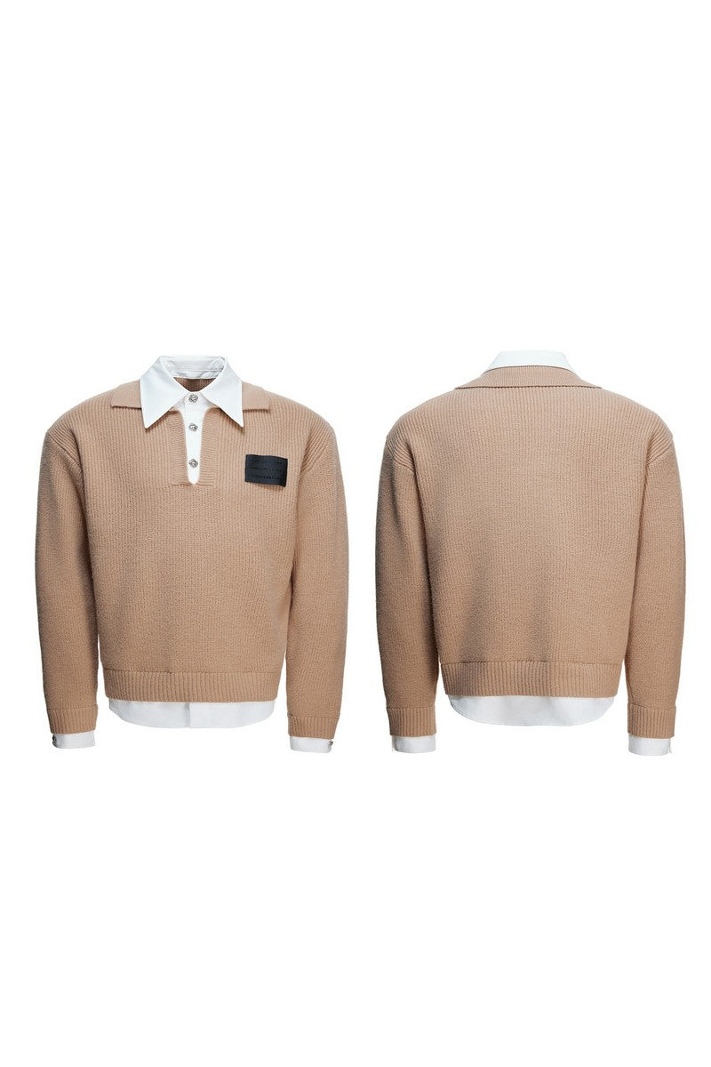 Layered Wool Knit Sweatshirt