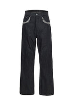 Embroidered Flared Raw Jeans