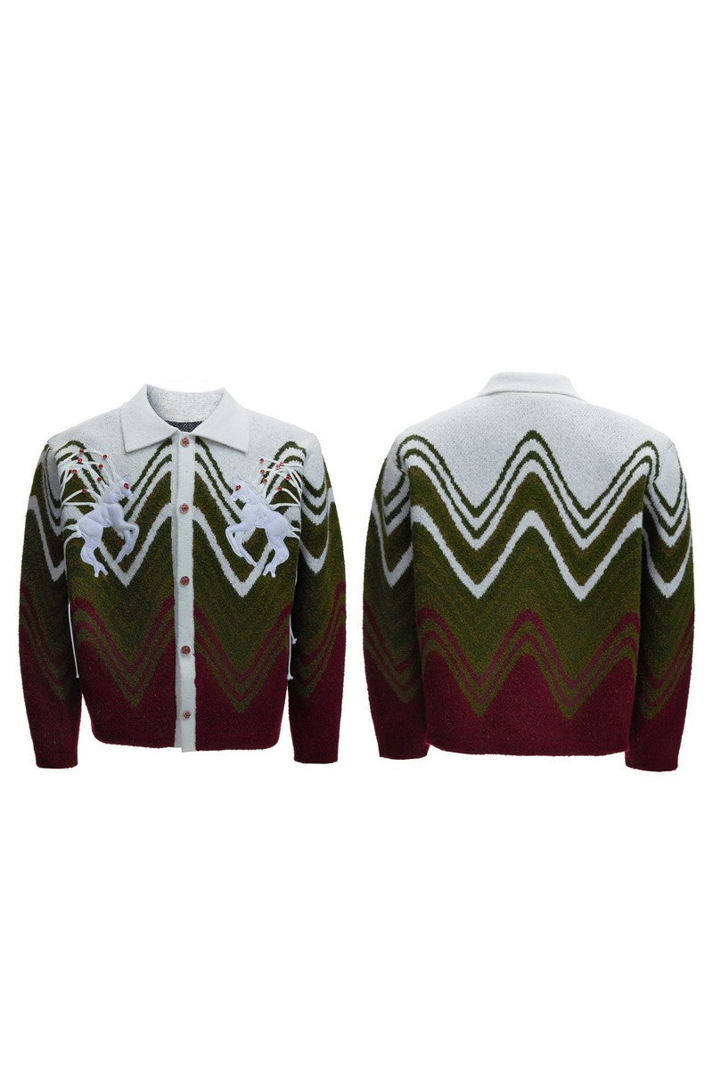 Gradient Knit Polo Cardigan