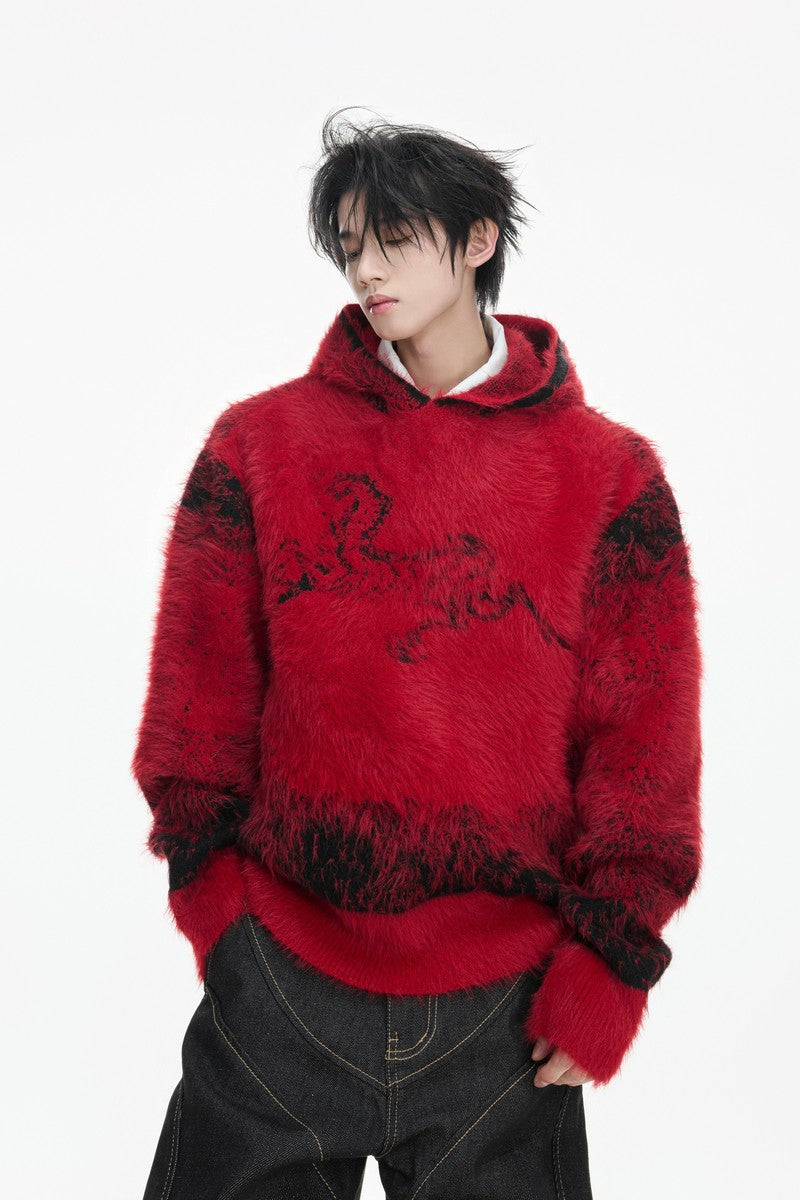 Gradient Faux Mink Hoodie Sweater