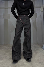 Black Flared Raw Jeans