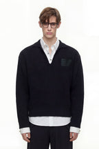 Layered Wool Knit Sweatshirt