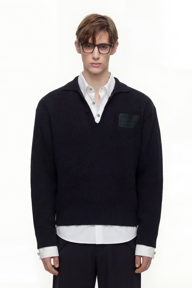 Layered Wool Knit Sweatshirt