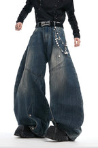 Raw Denim Pearl Wide-Leg Jeans