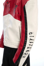 Colorblock PU Leather Biker Jacket