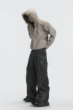 Faux Fur Knit Zip-Up Hoodie