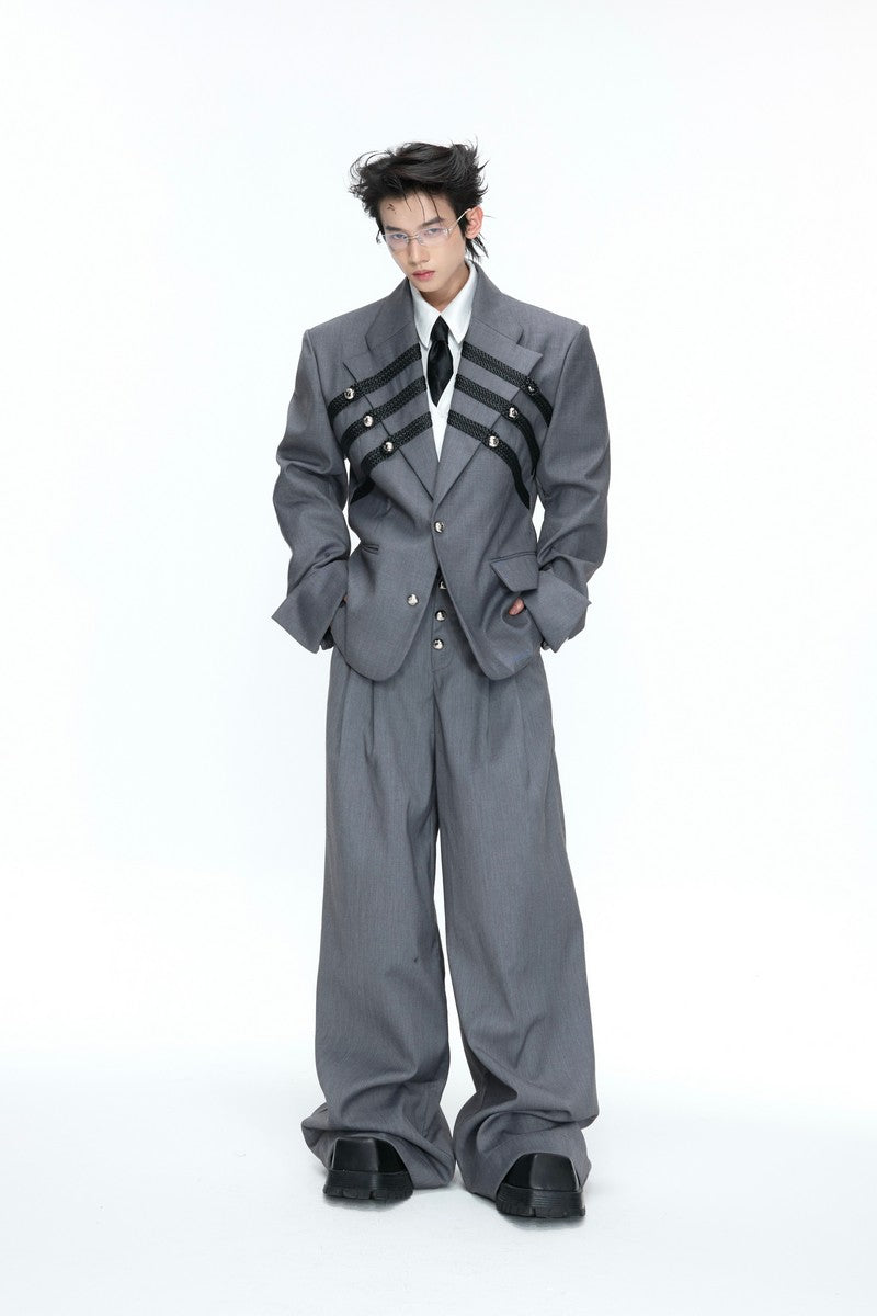 Braided Loose Suit Trousers