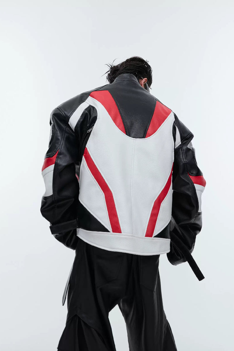 Deconstructed Colorblock Moto Jacket