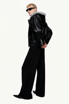 Fur Hood Padded Biker Jacket