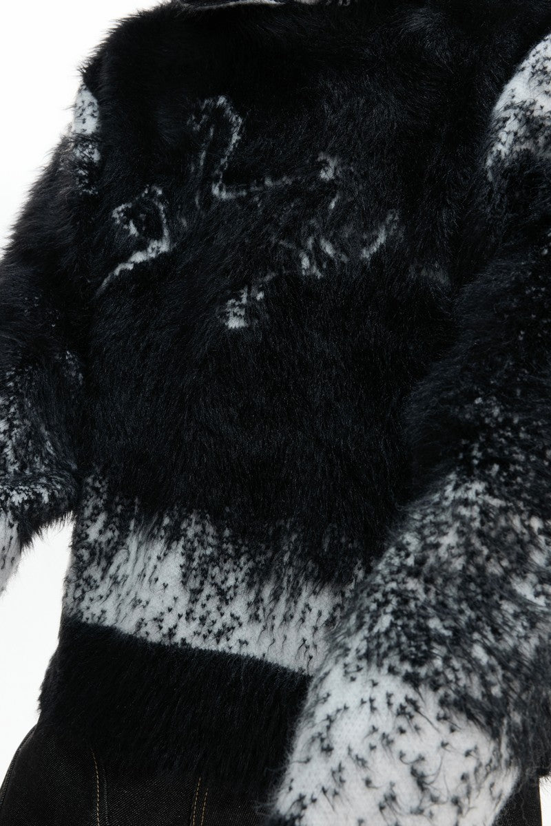 Gradient Faux Mink Hoodie Sweater