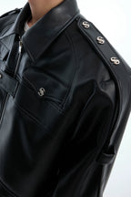 Deconstructed Cropped Leather Biker Jacket