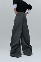 Deconstructed Striped Wide Leg Trousers