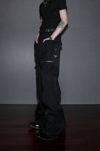 Deconstructed Zip Flare Pants