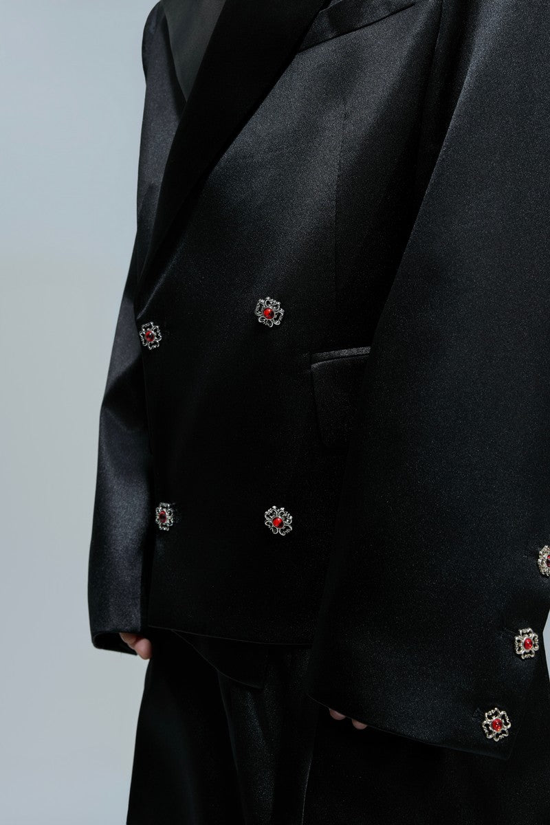 Glossy Cinched Waist Blazer