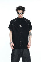 Spine Pleated Studded T-Shirt