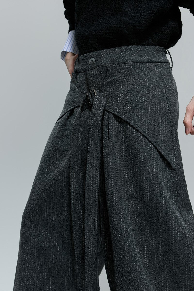 Deconstructed Striped Wide Leg Trousers