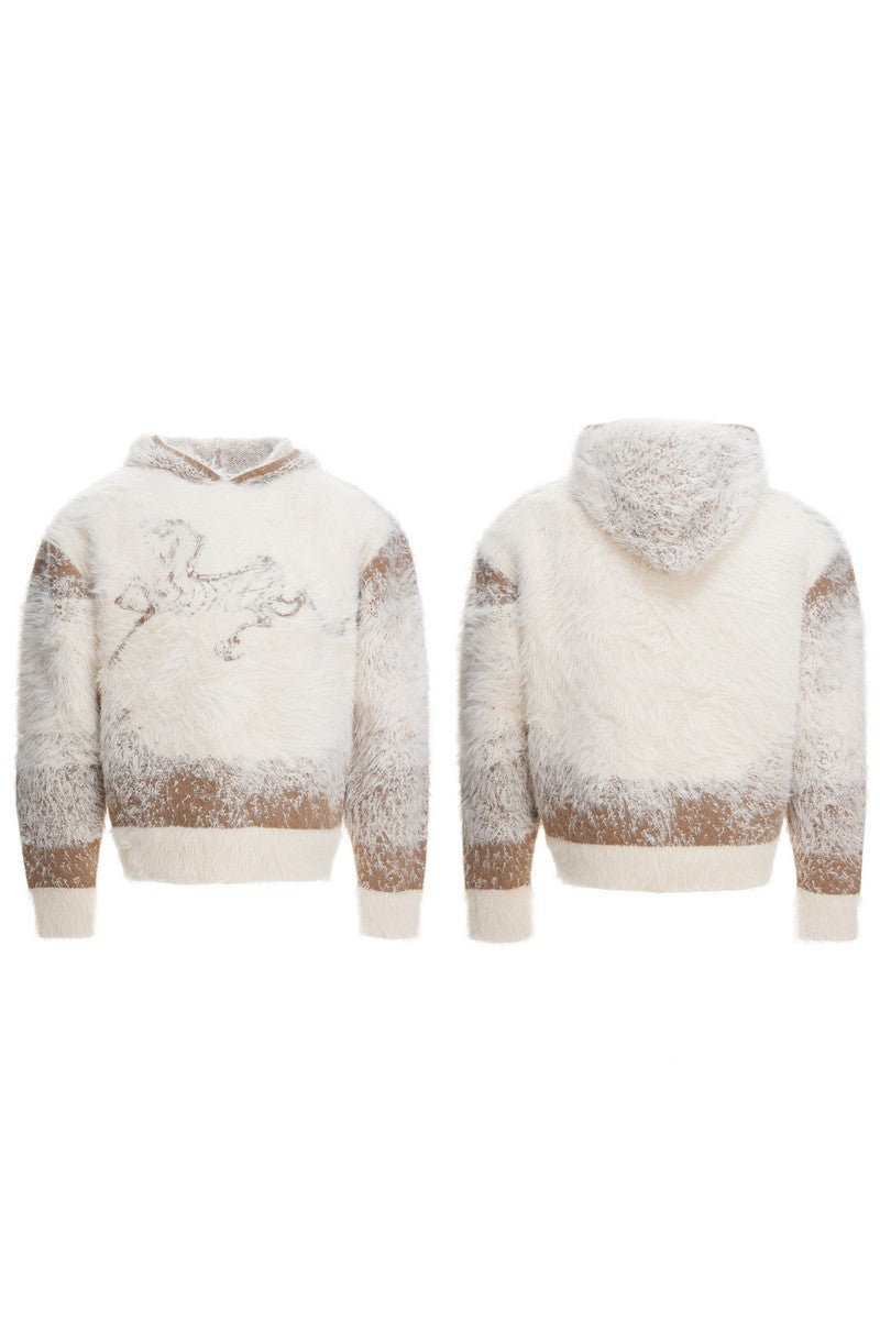 Gradient Faux Mink Hoodie Sweater