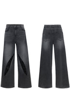 Washed Sequin Straight Jeans