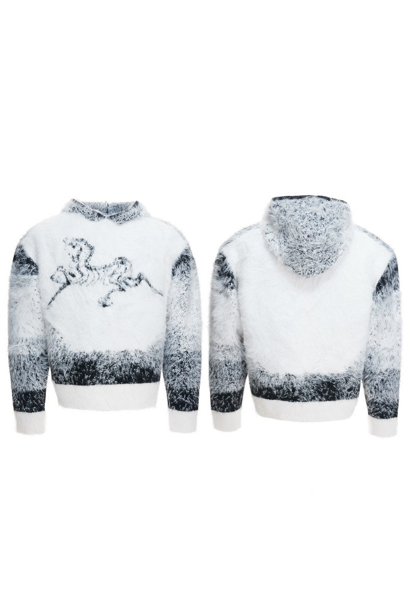 Gradient Faux Mink Hoodie Sweater