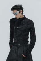 Deconstructed Fleece Turtleneck Top