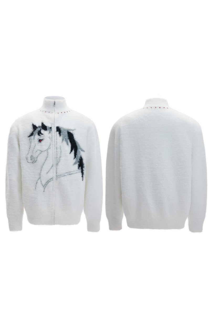 Jungle Knit High Neck Cardigan