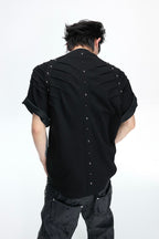 Spine Pleated Studded T-Shirt